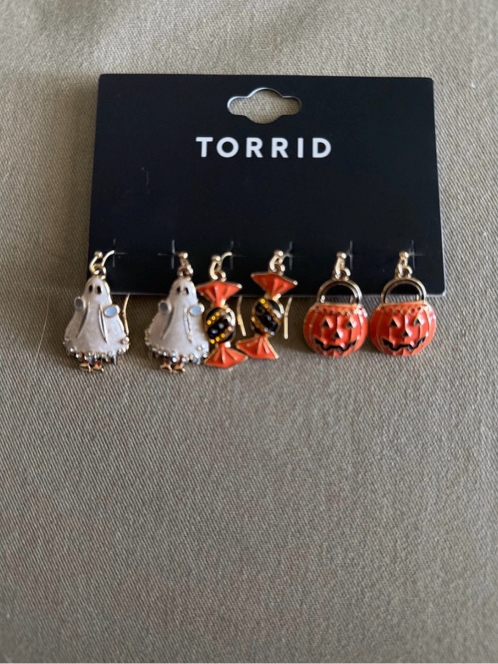 torrid Halloween Charm Earring Trio in Orange, White & Black